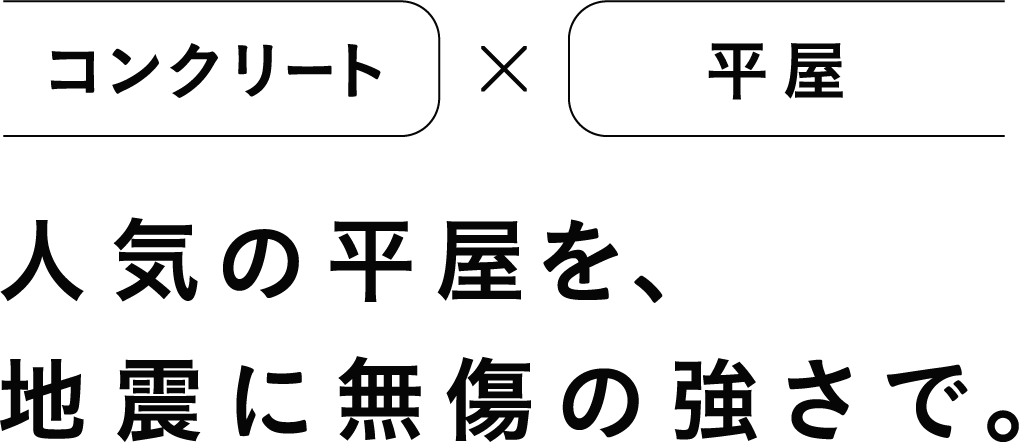 コンクリート×平屋　人気の平屋を、地震に無傷の強さで。